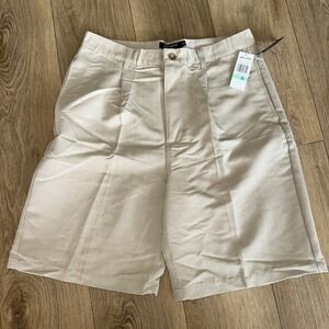 Chaps Golf Shorts Khaki Chino Pleated Front Preppy Men's Size 34" Inseam 9" New